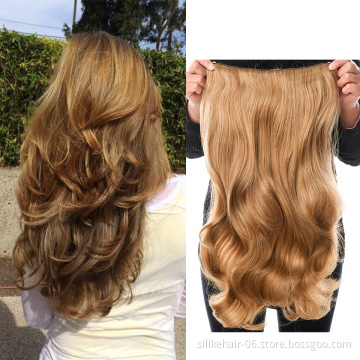 24 inch Heat Resistant Fiber Natural Blonde Brown Black Long Wavy One Piece Clip in Hair Extension Synthetic Hair Extensions
